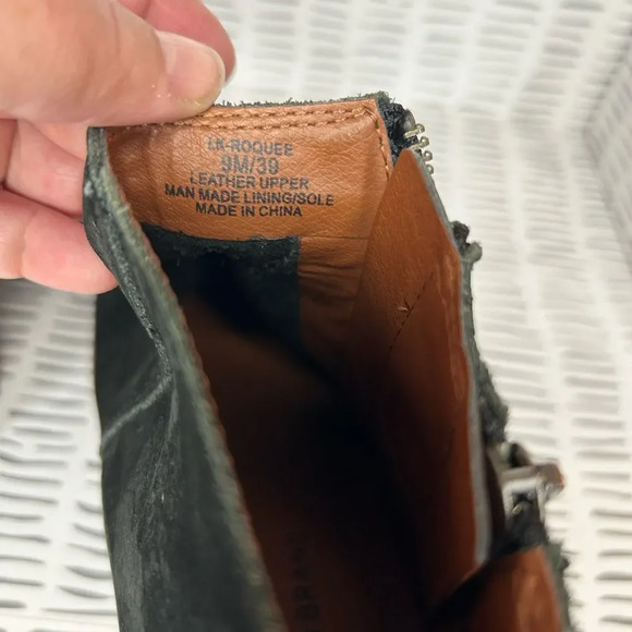 Lucky Brand LK-Roquee Nubuck Leather Double Zipper Black Ankle‎ Boots size 9 - Picture 7 of 9